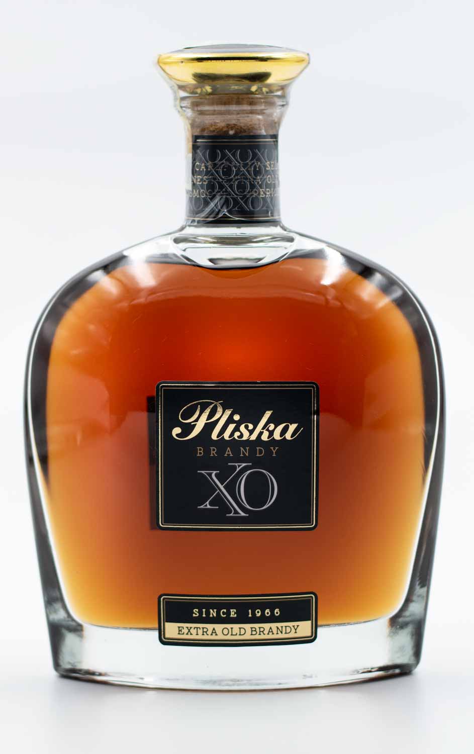 Vinex Preslav Pliska XO – celá fľaša bulharského brandy, predný pohľad, 10-ročné zrenie v dubových sudoch
