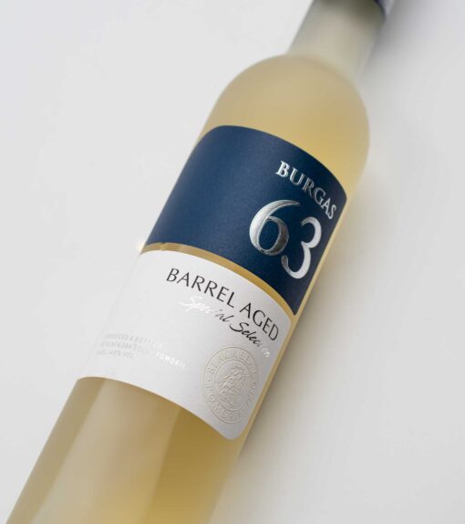Deatila fľaše bulharskej rakije Burgas 63 Barrel Aged