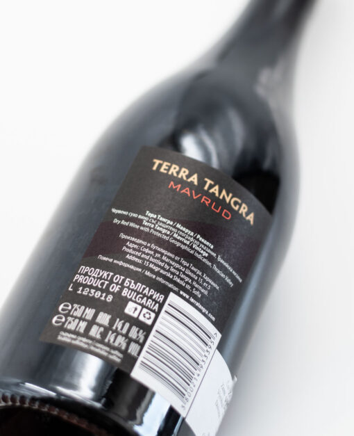 Zadná etiketa Terra Tangra Black Label Mavrud – suché bulharské červené víno