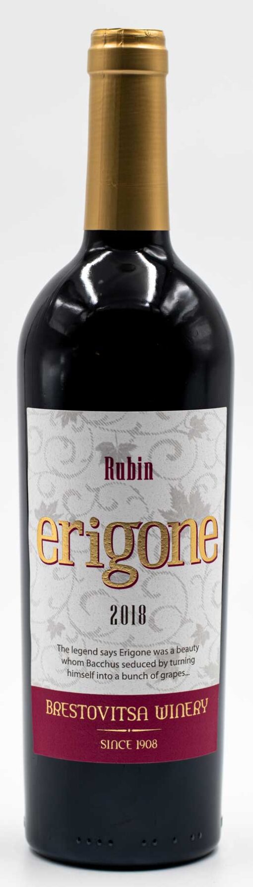fľaša bulharského vína Erigone Rubin Brestovitsa