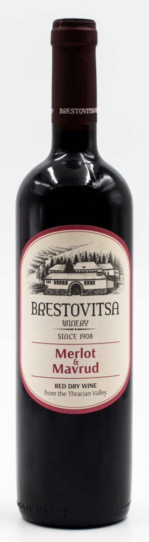 fľaša bulharského červeného vína Brestovitsa Merlot x Mavrud