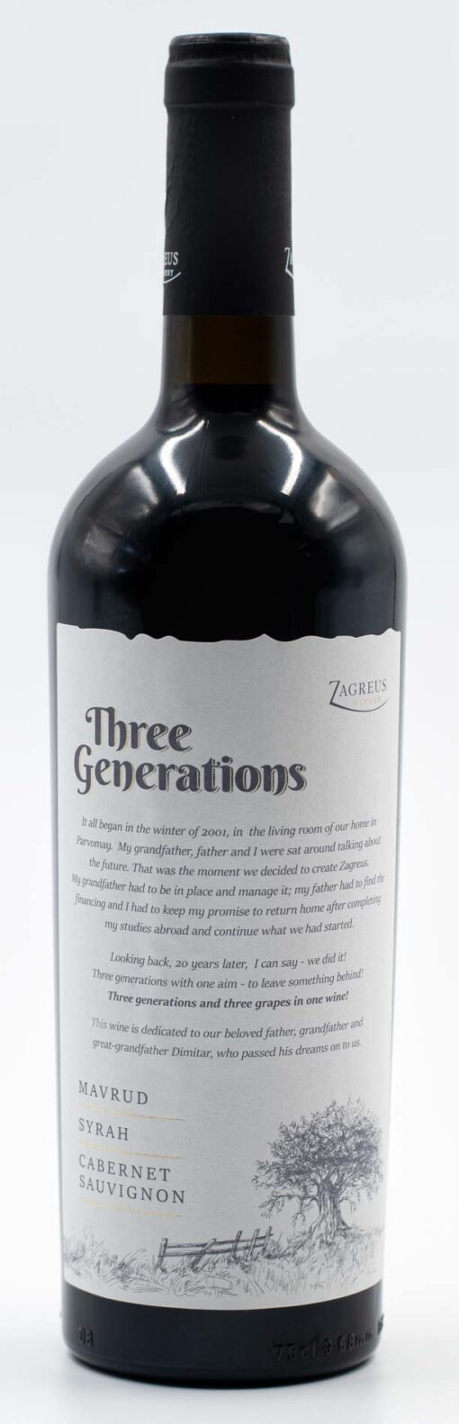 Bulharské červené víno Zagreus Three Generations – celá láhev